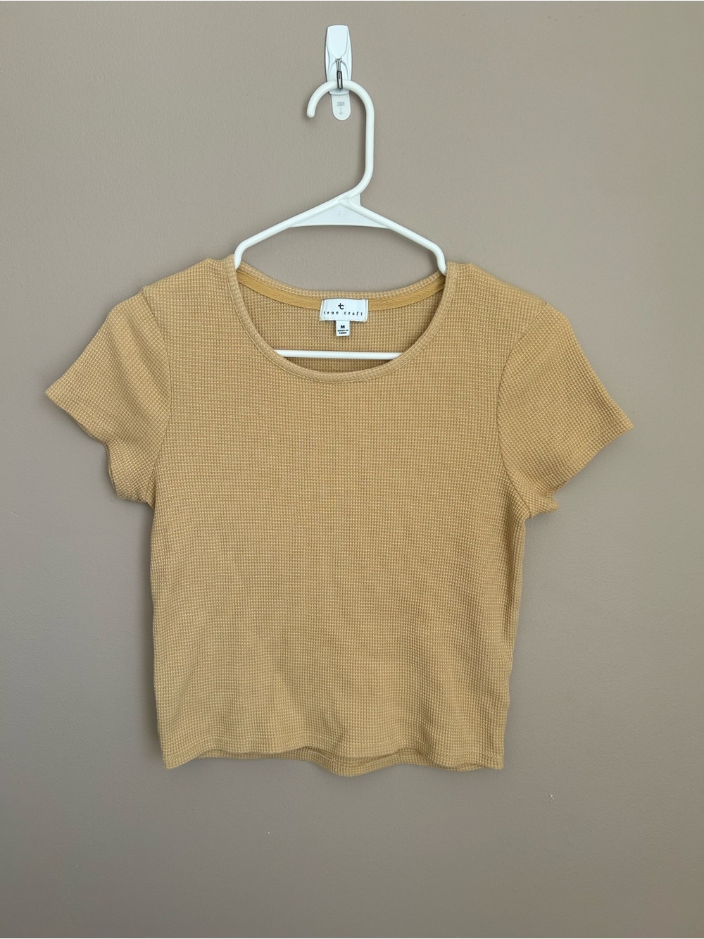 True Craft Mustard Waffle Crop Top